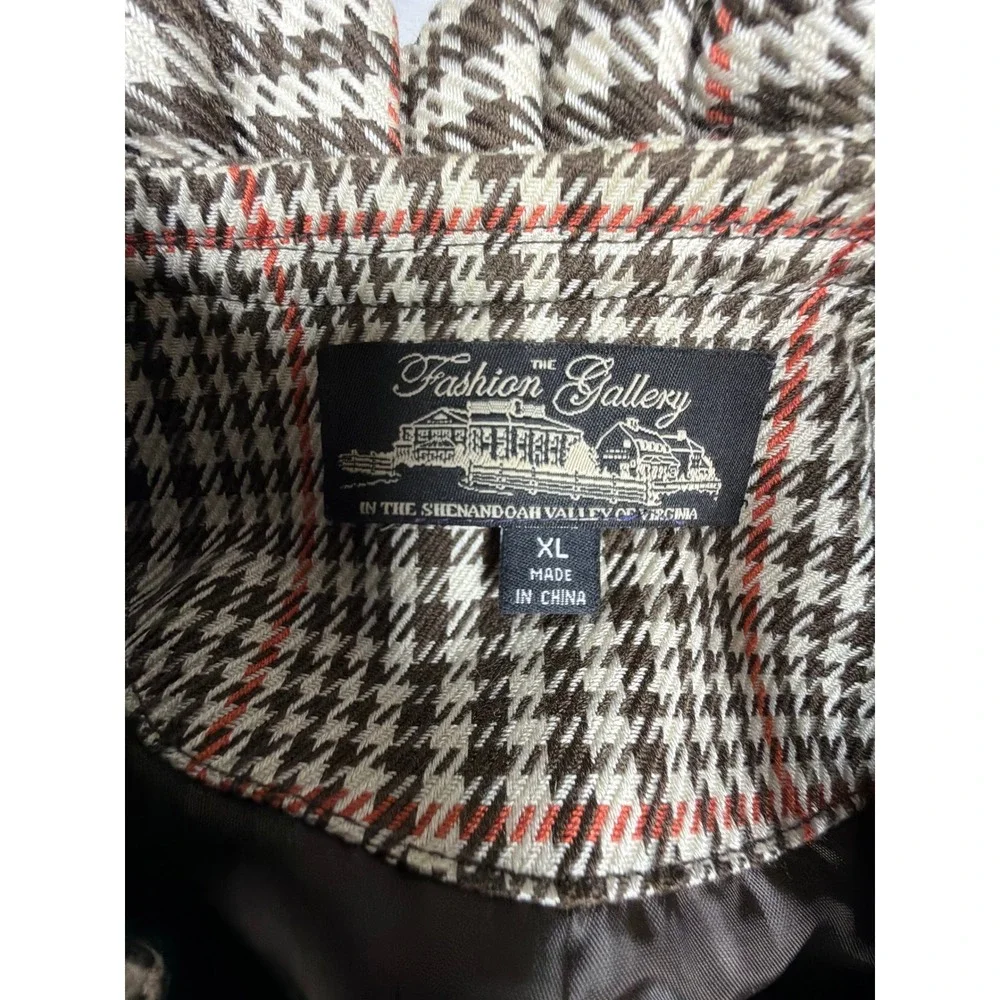 The Fashion Gallery Houndstooth Ruffle Trim Open Front Coat XL Plaid - Picture 5 of 11